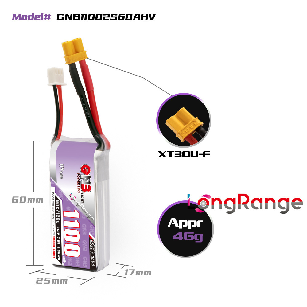 GNB 1100mAh 2S 3S 4S 6S 60C/12 - Drone Racing Battery ulasan dan harga